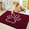 imageSmiry Dog Door Mat for Muddy Paws Absorbent Dirt Trapper Non Slip Quick Dry Washable Chenille Mat for Mud Dogs Entry Rug for Indoor and Outdoor 36x24 Inches Coffee and BlackBurgundy and White