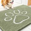 imageSmiry Dog Door Mat for Muddy Paws Absorbent Dirt Trapper Non Slip Quick Dry Washable Chenille Mat for Mud Dogs Entry Rug for Indoor and Outdoor 36x24 Inches Coffee and BlackSage Green and White