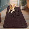 imageSmiry Dog Door Mat for Muddy Paws Absorbent Dirt Trapper Non Slip Quick Dry Washable Chenille Mat for Mud Dogs Entry Rug for Indoor and Outdoor 36x24 Inches Coffee and BlackBrown and Black
