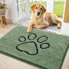 imageSmiry Dog Door Mat for Muddy Paws Absorbent Dirt Trapper Non Slip Quick Dry Washable Chenille Mat for Mud Dogs Entry Rug for Indoor and Outdoor 36x24 Inches Coffee and BlackOlive Green and Black