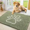 imageSmiry Dog Door Mat for Muddy Paws Absorbent Dirt Trapper Non Slip Quick Dry Washable Chenille Mat for Mud Dogs Entry Rug for Indoor and Outdoor 36x24 Inches Coffee and BlackSage Green and White