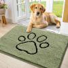 imageSmiry Dog Door Mat for Muddy Paws Absorbent Dirt Trapper Non Slip Quick Dry Washable Chenille Mat for Mud Dogs Entry Rug for Indoor and Outdoor 36x24 Inches Coffee and BlackSage Green and Black
