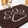 imageSmiry Dog Door Mat for Muddy Paws Absorbent Dirt Trapper Non Slip Quick Dry Washable Chenille Mat for Mud Dogs Entry Rug for Indoor and Outdoor 36x24 Inches Coffee and BlackBrown and White
