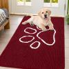 imageSmiry Dog Door Mat for Muddy Paws Absorbent Dirt Trapper Non Slip Quick Dry Washable Chenille Mat for Mud Dogs Entry Rug for Indoor and Outdoor 36x24 Inches Coffee and BlackBurgundy and White
