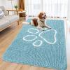 imageSmiry Dog Door Mat for Muddy Paws Absorbent Dirt Trapper Non Slip Quick Dry Washable Chenille Mat for Mud Dogs Entry Rug for Indoor and Outdoor 36x24 Inches Coffee and BlackSky Blue and White