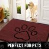 imageSmiry Dog Door Mat for Muddy Paws Absorbent Dirt Trapper Non Slip Quick Dry Washable Chenille Mat for Mud Dogs Entry Rug for Indoor and Outdoor 36x24 Inches Coffee and BlackCaramel Russet and Black