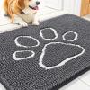 imageSmiry Dog Door Mat for Muddy Paws Absorbent Dirt Trapper Non Slip Quick Dry Washable Chenille Mat for Mud Dogs Entry Rug for Indoor and Outdoor 36x24 Inches Coffee and BlackDark Grey and White