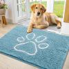 imageSmiry Dog Door Mat for Muddy Paws Absorbent Dirt Trapper Non Slip Quick Dry Washable Chenille Mat for Mud Dogs Entry Rug for Indoor and Outdoor 36x24 Inches Coffee and BlackSky Blue and White