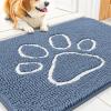 imageSmiry Dog Door Mat for Muddy Paws Absorbent Dirt Trapper Non Slip Quick Dry Washable Chenille Mat for Mud Dogs Entry Rug for Indoor and Outdoor 36x24 Inches Coffee and BlackAiry Blue and White