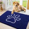 imageSmiry Dog Door Mat for Muddy Paws Absorbent Dirt Trapper Non Slip Quick Dry Washable Chenille Mat for Mud Dogs Entry Rug for Indoor and Outdoor 36x24 Inches Coffee and BlackNavy Blue and White