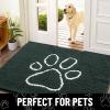 imageSmiry Dog Door Mat for Muddy Paws Absorbent Dirt Trapper Non Slip Quick Dry Washable Chenille Mat for Mud Dogs Entry Rug for Indoor and Outdoor 36x24 Inches Coffee and BlackGreen and White