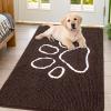 imageSmiry Dog Door Mat for Muddy Paws Absorbent Dirt Trapper Non Slip Quick Dry Washable Chenille Mat for Mud Dogs Entry Rug for Indoor and Outdoor 36x24 Inches Coffee and BlackBrown and White