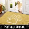 imageSmiry Dog Door Mat for Muddy Paws Absorbent Dirt Trapper Non Slip Quick Dry Washable Chenille Mat for Mud Dogs Entry Rug for Indoor and Outdoor 36x24 Inches Coffee and BlackYellow and White
