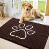 imageSmiry Dog Door Mat for Muddy Paws Absorbent Dirt Trapper Non Slip Quick Dry Washable Chenille Mat for Mud Dogs Entry Rug for Indoor and Outdoor 36x24 Inches Coffee and BlackBrown and White