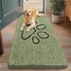 imageSmiry Dog Door Mat for Muddy Paws Absorbent Dirt Trapper Non Slip Quick Dry Washable Chenille Mat for Mud Dogs Entry Rug for Indoor and Outdoor 36x24 Inches Coffee and BlackSage Green and Black