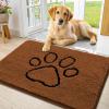 imageSmiry Dog Door Mat for Muddy Paws Absorbent Dirt Trapper Non Slip Quick Dry Washable Chenille Mat for Mud Dogs Entry Rug for Indoor and Outdoor 36x24 Inches Coffee and BlackOchre and Black