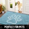 imageSmiry Dog Door Mat for Muddy Paws Absorbent Dirt Trapper Non Slip Quick Dry Washable Chenille Mat for Mud Dogs Entry Rug for Indoor and Outdoor 36x24 Inches Coffee and BlackSky Blue and White