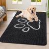 imageSmiry Dog Door Mat for Muddy Paws Absorbent Dirt Trapper Non Slip Quick Dry Washable Chenille Mat for Mud Dogs Entry Rug for Indoor and Outdoor 36x24 Inches Coffee and BlackBlack and White