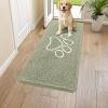 imageSmiry Dog Door Mat for Muddy Paws Absorbent Dirt Trapper Non Slip Quick Dry Washable Chenille Mat for Mud Dogs Entry Rug for Indoor and Outdoor 36x24 Inches Coffee and BlackSage Green and White