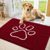 imageSmiry Dog Door Mat for Muddy Paws Absorbent Dirt Trapper Non Slip Quick Dry Washable Chenille Mat for Mud Dogs Entry Rug for Indoor and Outdoor 36x24 Inches Coffee and BlackRed and White