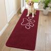 imageSmiry Dog Door Mat for Muddy Paws Absorbent Dirt Trapper Non Slip Quick Dry Washable Chenille Mat for Mud Dogs Entry Rug for Indoor and Outdoor 36x24 Inches Coffee and BlackBurgundy and White
