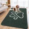 imageSmiry Dog Door Mat for Muddy Paws Absorbent Dirt Trapper Non Slip Quick Dry Washable Chenille Mat for Mud Dogs Entry Rug for Indoor and Outdoor 36x24 Inches Coffee and BlackGreen and White