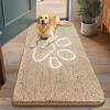 imageSmiry Dog Door Mat for Muddy Paws Absorbent Dirt Trapper Non Slip Quick Dry Washable Chenille Mat for Mud Dogs Entry Rug for Indoor and Outdoor 36x24 Inches Coffee and BlackBeige and White