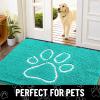 imageSmiry Dog Door Mat for Muddy Paws Absorbent Dirt Trapper Non Slip Quick Dry Washable Chenille Mat for Mud Dogs Entry Rug for Indoor and Outdoor 36x24 Inches Coffee and BlackTurquoise and White