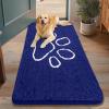 imageSmiry Dog Door Mat for Muddy Paws Absorbent Dirt Trapper Non Slip Quick Dry Washable Chenille Mat for Mud Dogs Entry Rug for Indoor and Outdoor 36x24 Inches Coffee and BlackNavy Blue and White