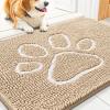 imageSmiry Dog Door Mat for Muddy Paws Absorbent Dirt Trapper Non Slip Quick Dry Washable Chenille Mat for Mud Dogs Entry Rug for Indoor and Outdoor 36x24 Inches Coffee and BlackBeige and White