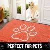 imageSmiry Dog Door Mat for Muddy Paws Absorbent Dirt Trapper Non Slip Quick Dry Washable Chenille Mat for Mud Dogs Entry Rug for Indoor and Outdoor 36x24 Inches Coffee and BlackCoral and White