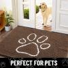 imageSmiry Dog Door Mat for Muddy Paws Absorbent Dirt Trapper Non Slip Quick Dry Washable Chenille Mat for Mud Dogs Entry Rug for Indoor and Outdoor 36x24 Inches Coffee and BlackCoffee and White