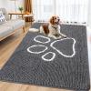 imageSmiry Dog Door Mat for Muddy Paws Absorbent Dirt Trapper Non Slip Quick Dry Washable Chenille Mat for Mud Dogs Entry Rug for Indoor and Outdoor 36x24 Inches Coffee and BlackDark Grey and White