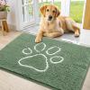 imageSmiry Dog Door Mat for Muddy Paws Absorbent Dirt Trapper Non Slip Quick Dry Washable Chenille Mat for Mud Dogs Entry Rug for Indoor and Outdoor 36x24 Inches Coffee and BlackOlive Green and White