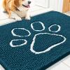 imageSmiry Dog Door Mat for Muddy Paws Absorbent Dirt Trapper Non Slip Quick Dry Washable Chenille Mat for Mud Dogs Entry Rug for Indoor and Outdoor 36x24 Inches Coffee and BlackAtlantic Blue and White