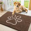 imageSmiry Dog Door Mat for Muddy Paws Absorbent Dirt Trapper Non Slip Quick Dry Washable Chenille Mat for Mud Dogs Entry Rug for Indoor and Outdoor 36x24 Inches Coffee and BlackCoffee and White