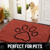 imageSmiry Dog Door Mat for Muddy Paws Absorbent Dirt Trapper Non Slip Quick Dry Washable Chenille Mat for Mud Dogs Entry Rug for Indoor and Outdoor 36x24 Inches Coffee and BlackMaple Red and Black