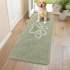 imageSmiry Dog Door Mat for Muddy Paws Absorbent Dirt Trapper Non Slip Quick Dry Washable Chenille Mat for Mud Dogs Entry Rug for Indoor and Outdoor 36x24 Inches Coffee and BlackSage Green and White