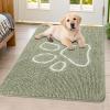 imageSmiry Dog Door Mat for Muddy Paws Absorbent Dirt Trapper Non Slip Quick Dry Washable Chenille Mat for Mud Dogs Entry Rug for Indoor and Outdoor 36x24 Inches Coffee and BlackSage Green and White