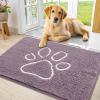 imageSmiry Dog Door Mat for Muddy Paws Absorbent Dirt Trapper Non Slip Quick Dry Washable Chenille Mat for Mud Dogs Entry Rug for Indoor and Outdoor 36x24 Inches Coffee and BlackDeep Plum and White