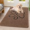 imageSmiry Dog Door Mat for Muddy Paws Absorbent Dirt Trapper Non Slip Quick Dry Washable Chenille Mat for Mud Dogs Entry Rug for Indoor and Outdoor 36x24 Inches Coffee and BlackCoffee and Black