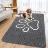 imageSmiry Dog Door Mat for Muddy Paws Absorbent Dirt Trapper Non Slip Quick Dry Washable Chenille Mat for Mud Dogs Entry Rug for Indoor and Outdoor 36x24 Inches Coffee and BlackDark Grey and White