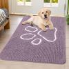 imageSmiry Dog Door Mat for Muddy Paws Absorbent Dirt Trapper Non Slip Quick Dry Washable Chenille Mat for Mud Dogs Entry Rug for Indoor and Outdoor 36x24 Inches Coffee and BlackDeep Plum and White