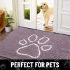 imageSmiry Dog Door Mat for Muddy Paws Absorbent Dirt Trapper Non Slip Quick Dry Washable Chenille Mat for Mud Dogs Entry Rug for Indoor and Outdoor 36x24 Inches Coffee and BlackDeep Plum and White