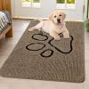 imageSmiry Dog Door Mat for Muddy Paws Absorbent Dirt Trapper Non Slip Quick Dry Washable Chenille Mat for Mud Dogs Entry Rug for Indoor and Outdoor 36x24 Inches Coffee and BlackCamel and Black
