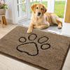 imageSmiry Dog Door Mat for Muddy Paws Absorbent Dirt Trapper Non Slip Quick Dry Washable Chenille Mat for Mud Dogs Entry Rug for Indoor and Outdoor 36x24 Inches Coffee and BlackCamel and Black