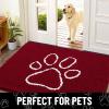 imageSmiry Dog Door Mat for Muddy Paws Absorbent Dirt Trapper Non Slip Quick Dry Washable Chenille Mat for Mud Dogs Entry Rug for Indoor and Outdoor 36x24 Inches Coffee and BlackRed and White
