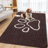 imageSmiry Dog Door Mat for Muddy Paws Absorbent Dirt Trapper Non Slip Quick Dry Washable Chenille Mat for Mud Dogs Entry Rug for Indoor and Outdoor 36x24 Inches Coffee and BlackBrown and White