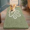 imageSmiry Dog Door Mat for Muddy Paws Absorbent Dirt Trapper Non Slip Quick Dry Washable Chenille Mat for Mud Dogs Entry Rug for Indoor and Outdoor 36x24 Inches Coffee and BlackSage Green and White