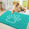 imageSmiry Dog Door Mat for Muddy Paws Absorbent Dirt Trapper Non Slip Quick Dry Washable Chenille Mat for Mud Dogs Entry Rug for Indoor and Outdoor 36x24 Inches Coffee and BlackTurquoise and White